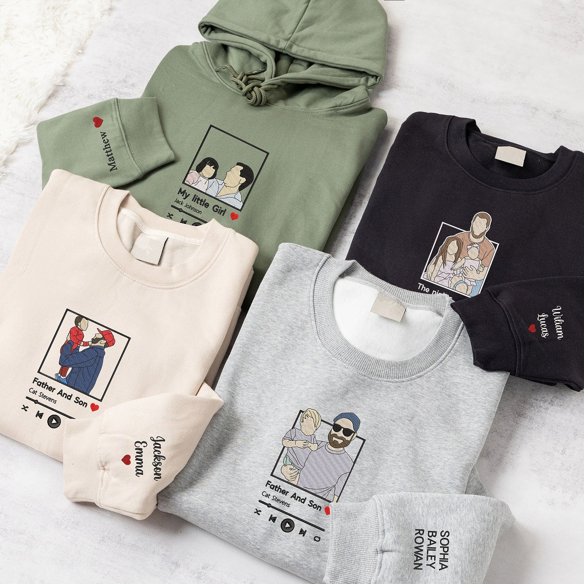 Custom Dad Embroidered Favorite Song Music Sweatshirt | Father's Day Gift