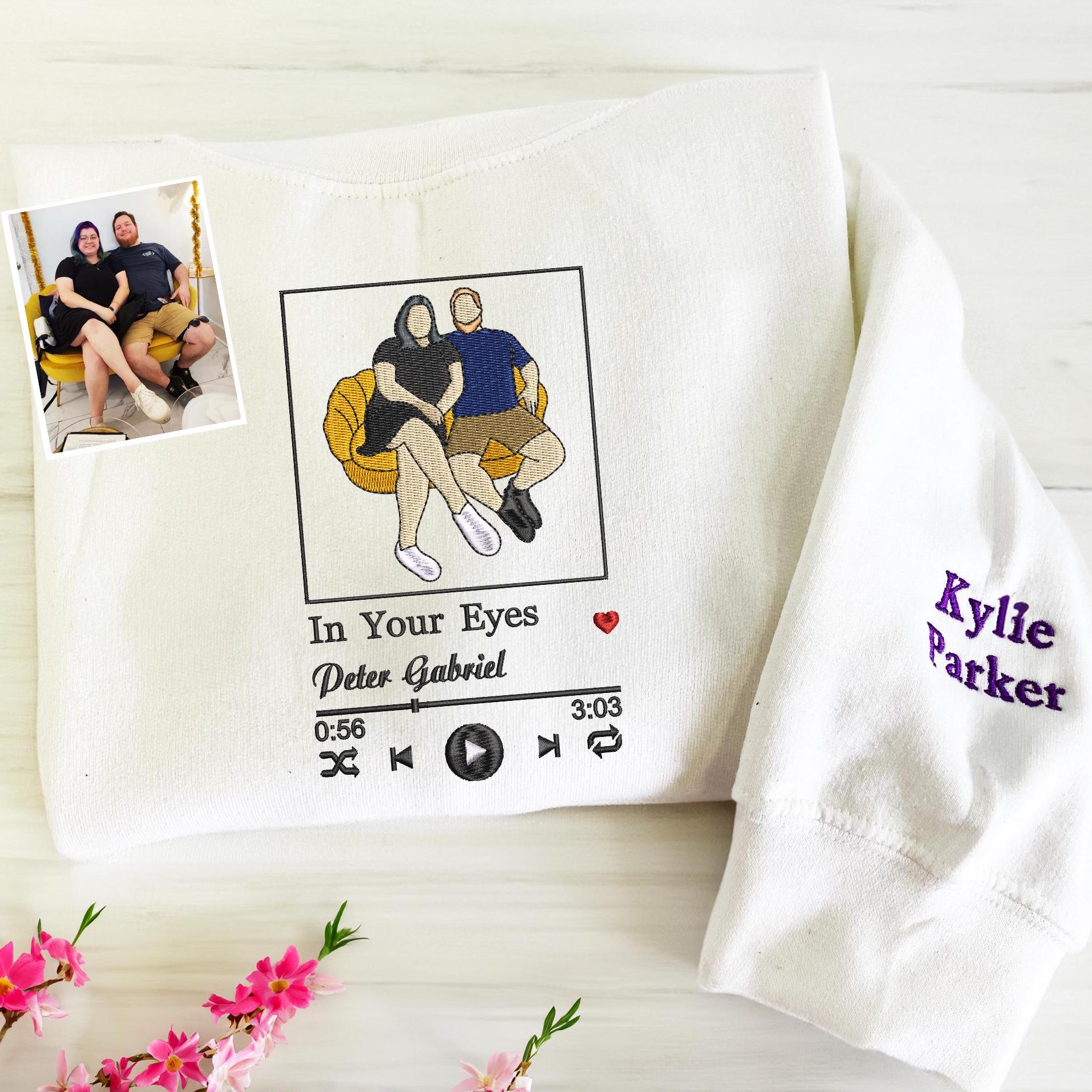 Custom Embroidered Couple Photo Album Song Cover Hoodie | Valentine's Day Gifts