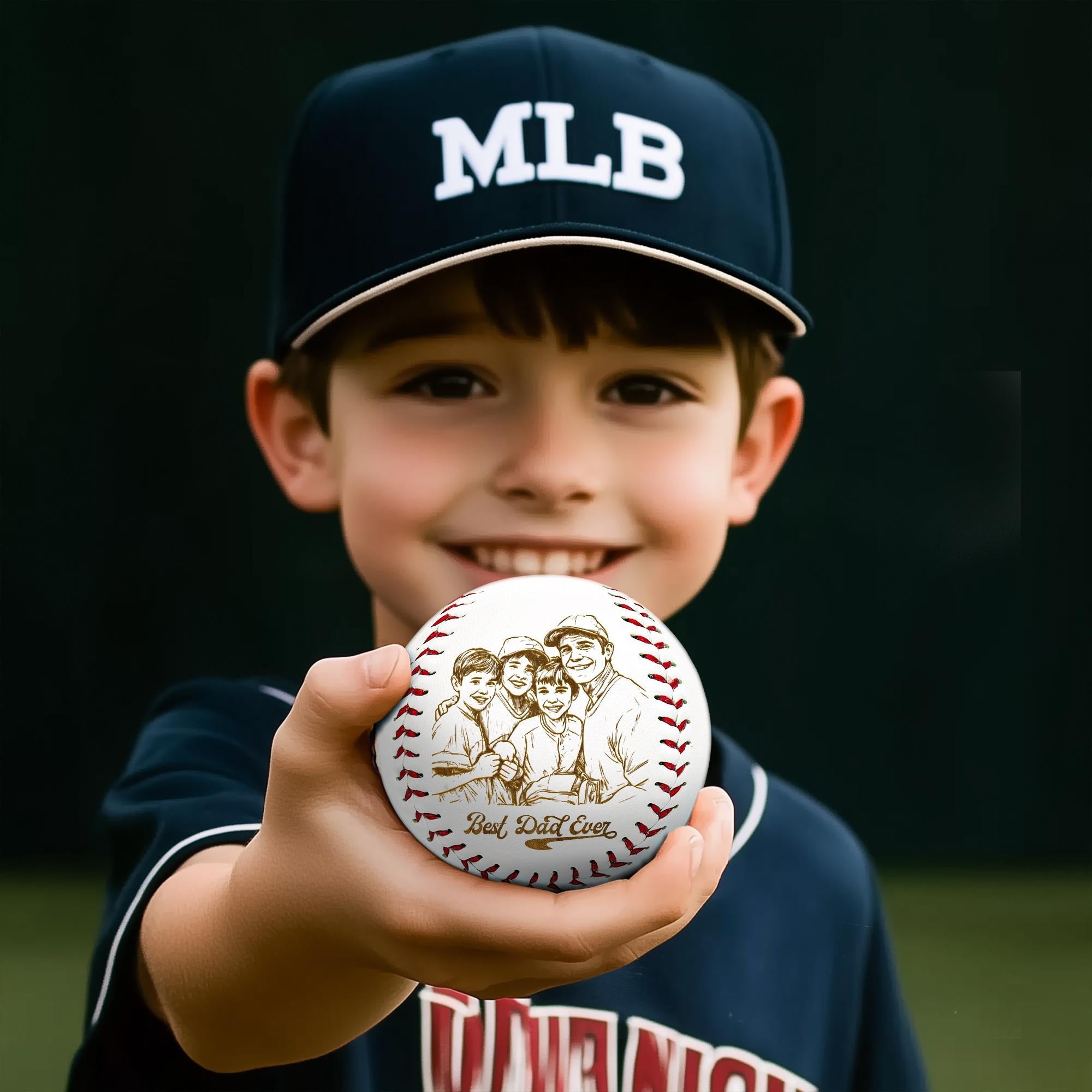 Personalized Photo Engraving Baseball Gifts for Dad Father's Day