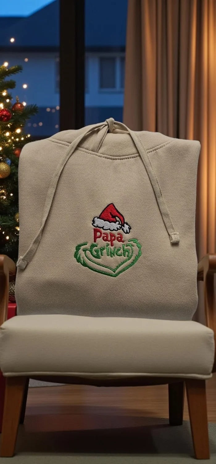 Custom Grinch Santa Hat Mama and Papa Christmas Gifts Hoodies