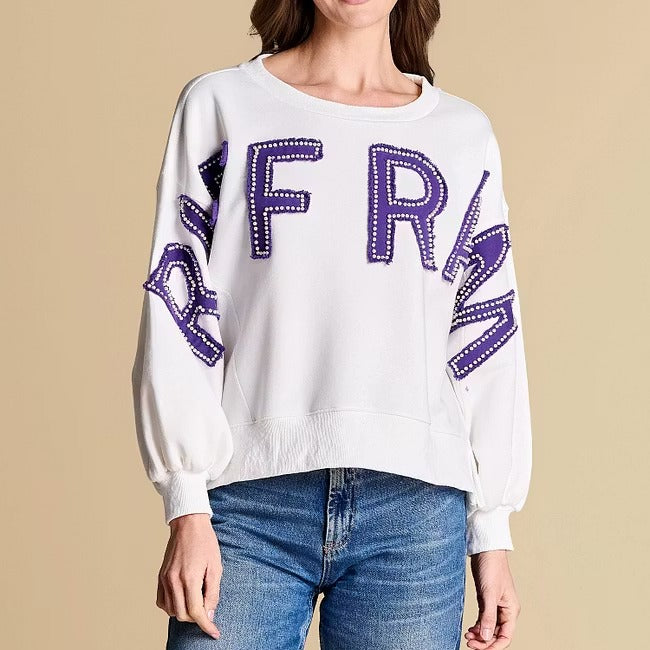 Custom All-Star Distressed Pullover | TCU Horned Frogs "Riff Ram" Spirit Sweatshirt