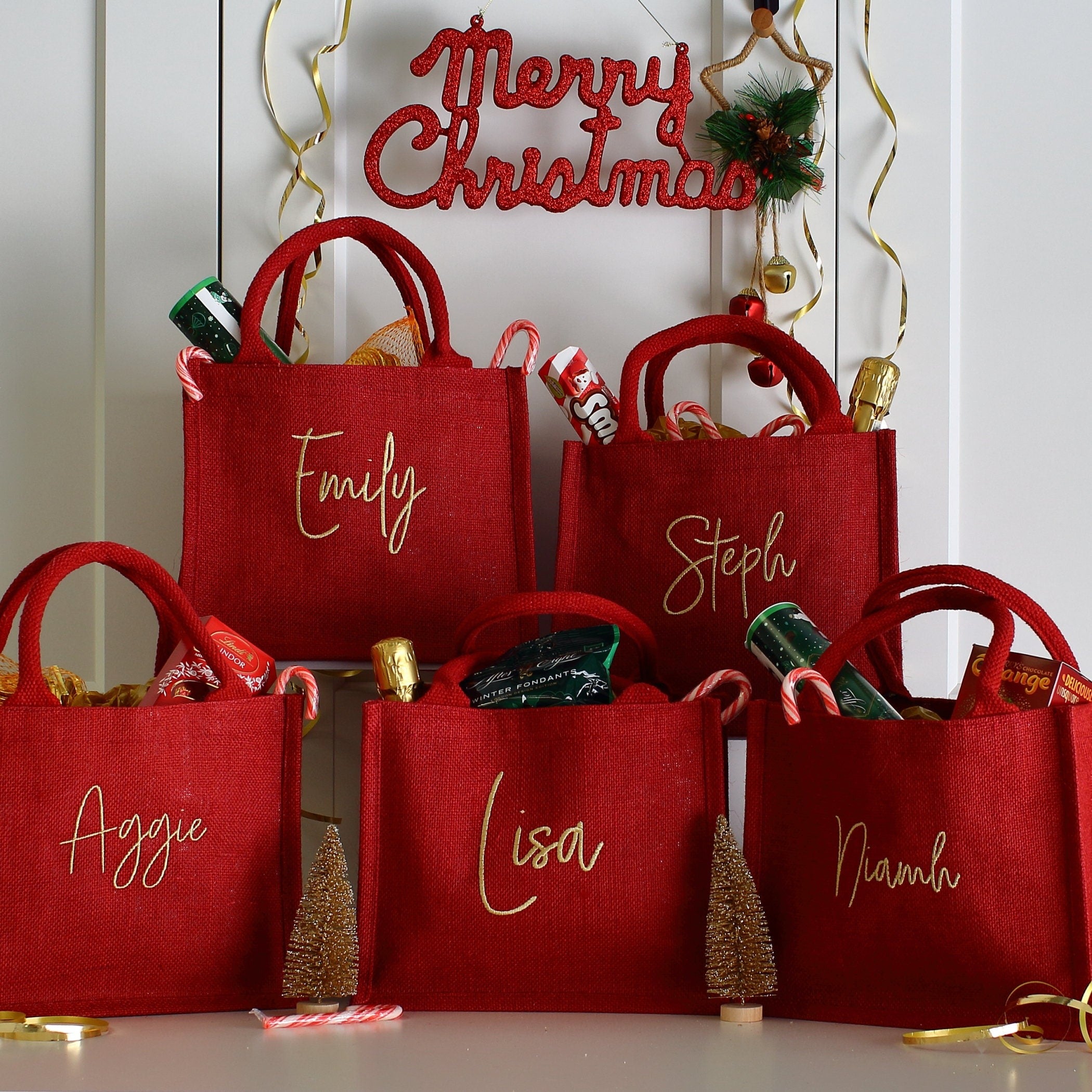 Custom Personalized Embroidered Name Christmas Gift Bag