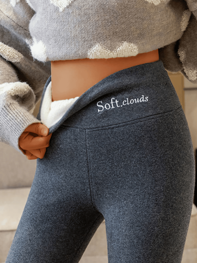 Casual Warm Winter Cloudy Fleece Lined Leggings