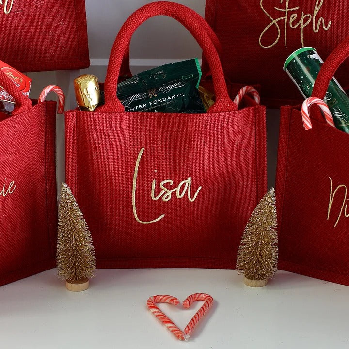 Custom Personalized Embroidered Name Christmas Gift Bag