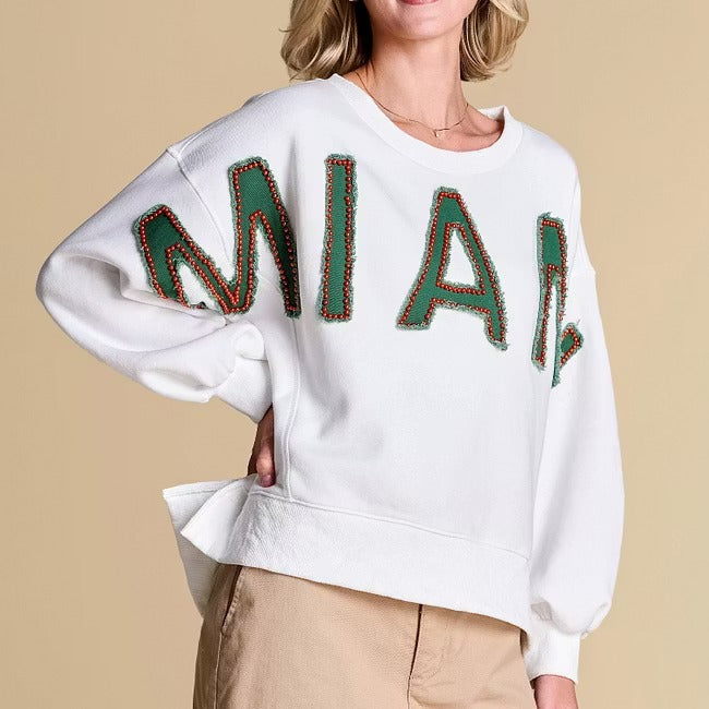 Custom All-Star Distressed Pullover | Miami Hurricanes Game Day Sweatshirt