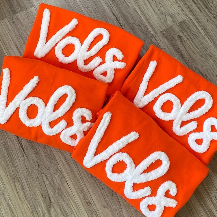 Custom College Chenille Team Name Embroidered Sweatshirt