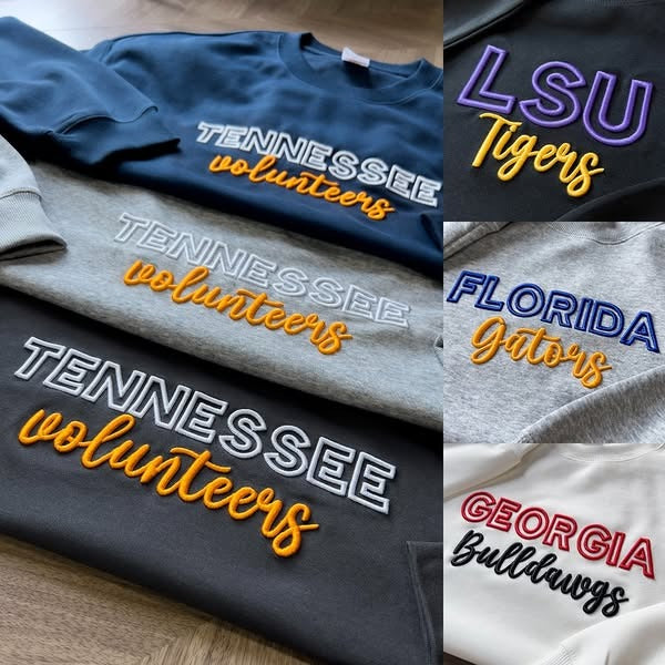 Custom 3D PUFF Embroidered University Varsity Team Sweatshirt – Embrolygift