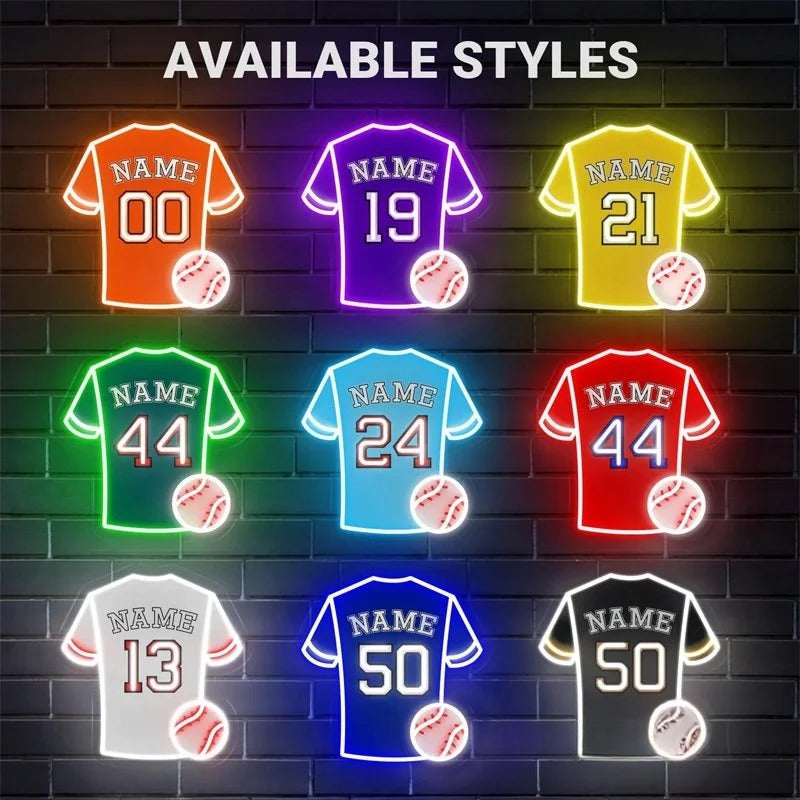 Custom Led Baseball Sign Personalized Baseball Jersey Neon Sign Custom LED Light for Baseball F ...