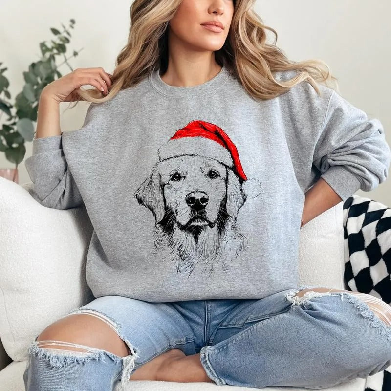 Custom Pet Christmas Sweatshirt - Personalized Dog/Cat Santa Hat Graphic Hoodie