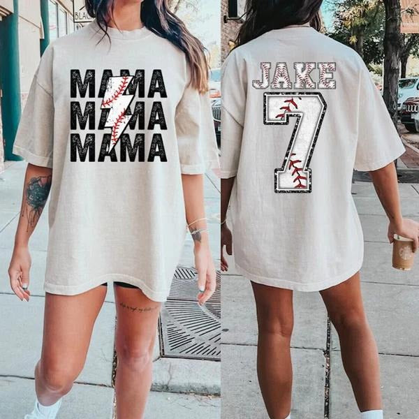 Custom Baseball/Softball/Football Mom T-shirt Mom Baseball Tee Sports Mom Tee