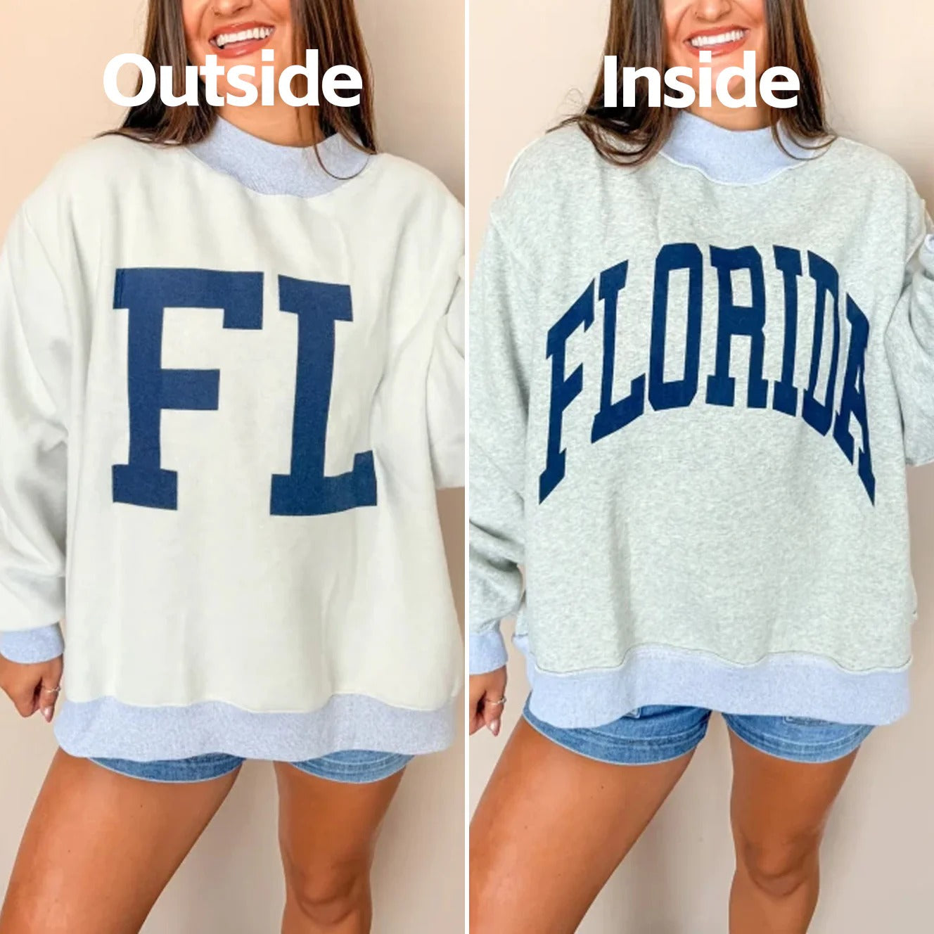 Custom Personalized College Reversible Mock Neck Sweatshirt for