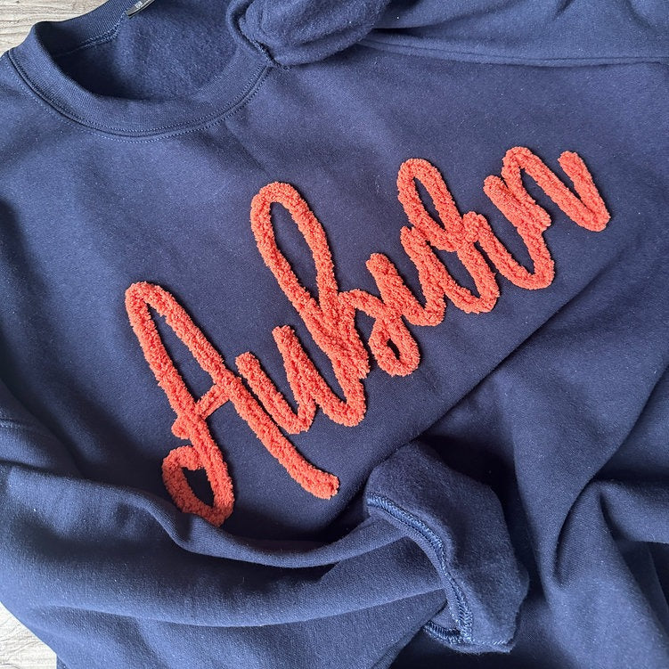 Custom Auburn Chenille Yarn Embroidered Sweatshirt