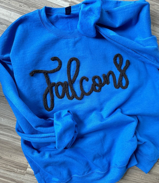 Custom Falcons Chenille Yarn Embroidered Sweatshirt