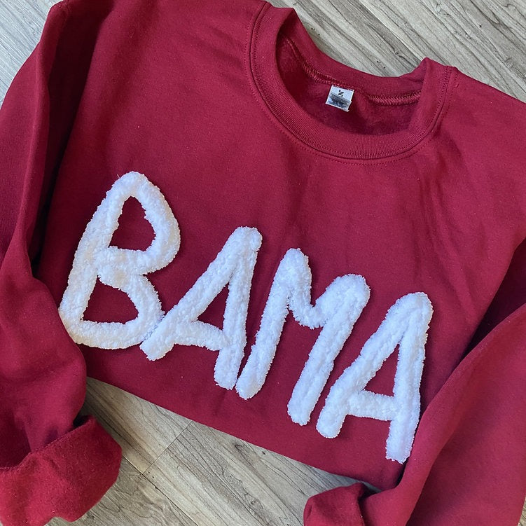 Custom BAMA Chenille Yarn Embroidered Sweatshirt