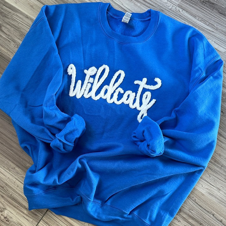 Custom Wildcats Chenille Yarn Embroidered Sweatshirt