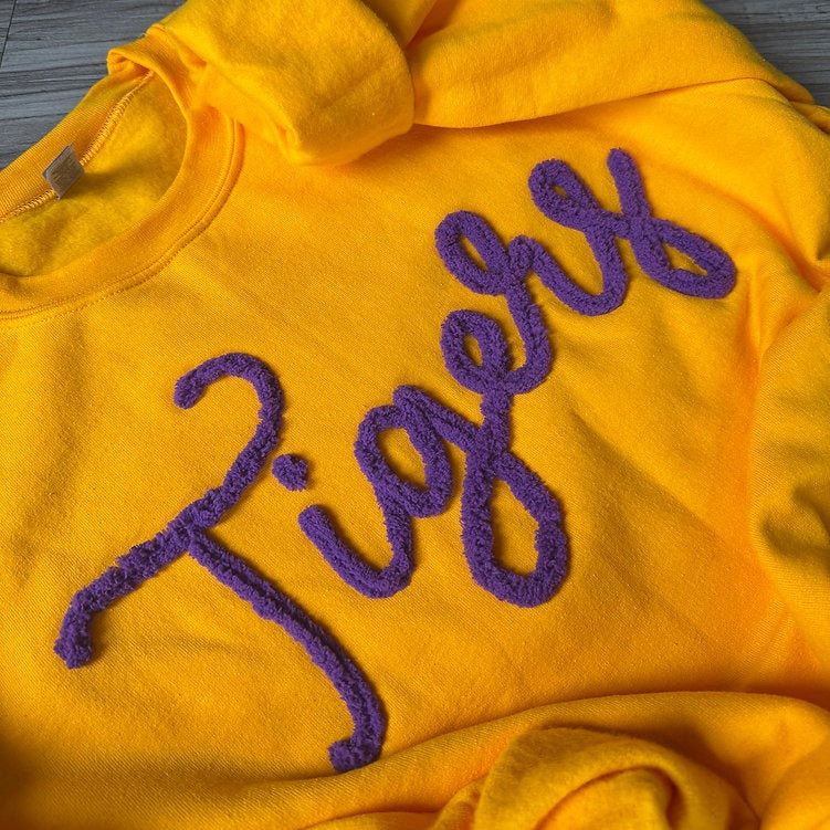 Custom Tigers Chenille Yarn Embroidered Sweatshirt