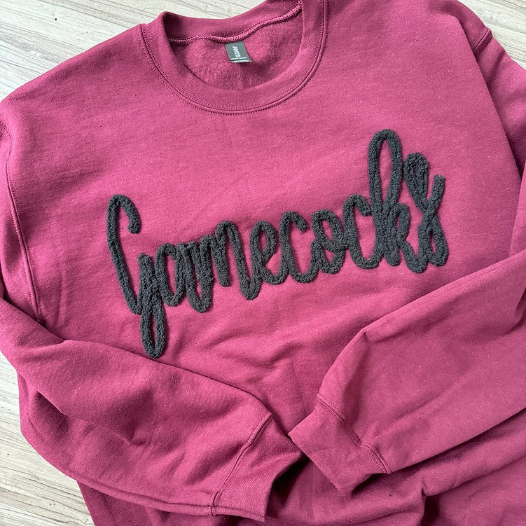 Custom Gamecocks Chenille Yarn Embroidered Sweatshirt