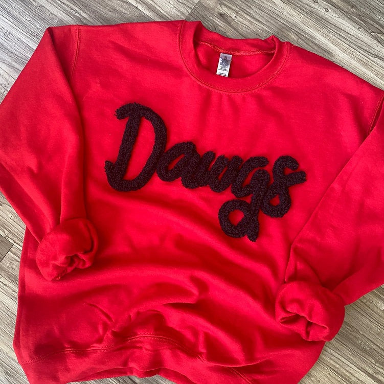 Custom Dawgs Chenille Yarn Embroidered Sweatshirt