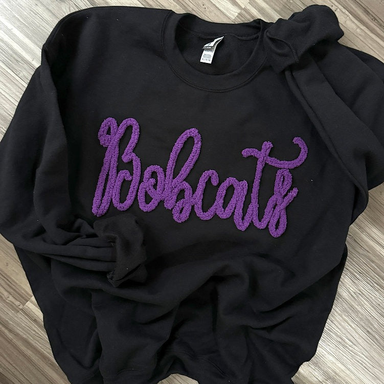 Custom Bobcats Chenille Yarn Embroidered Sweatshirt