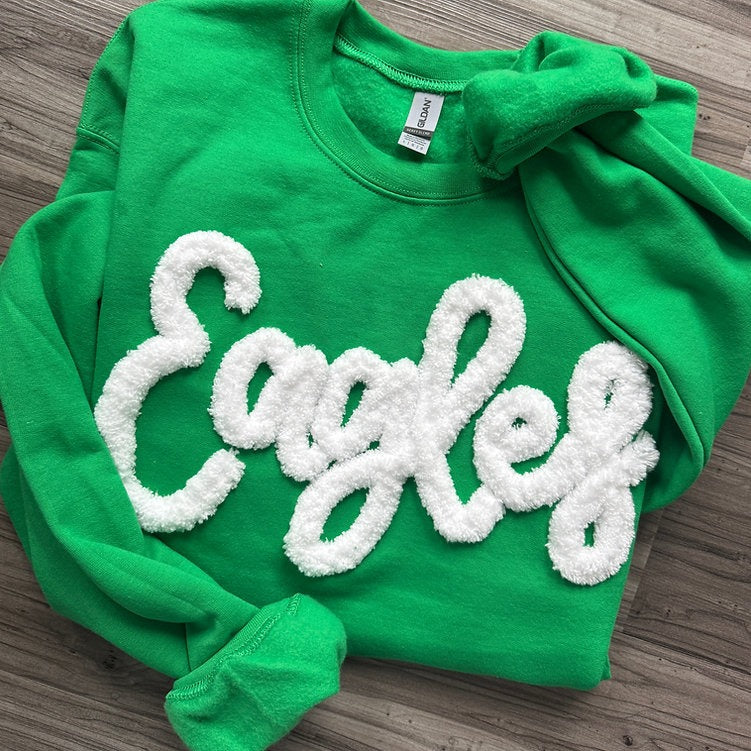 Custom Eagles Chenille Yarn Embroidered Sweatshirt