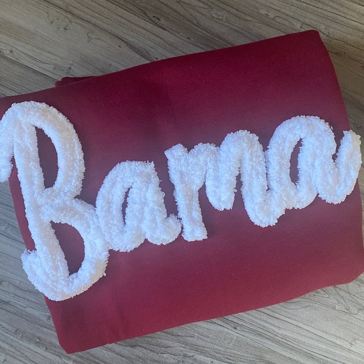 Custom Bama Chenille Yarn Embroidered Sweatshirt