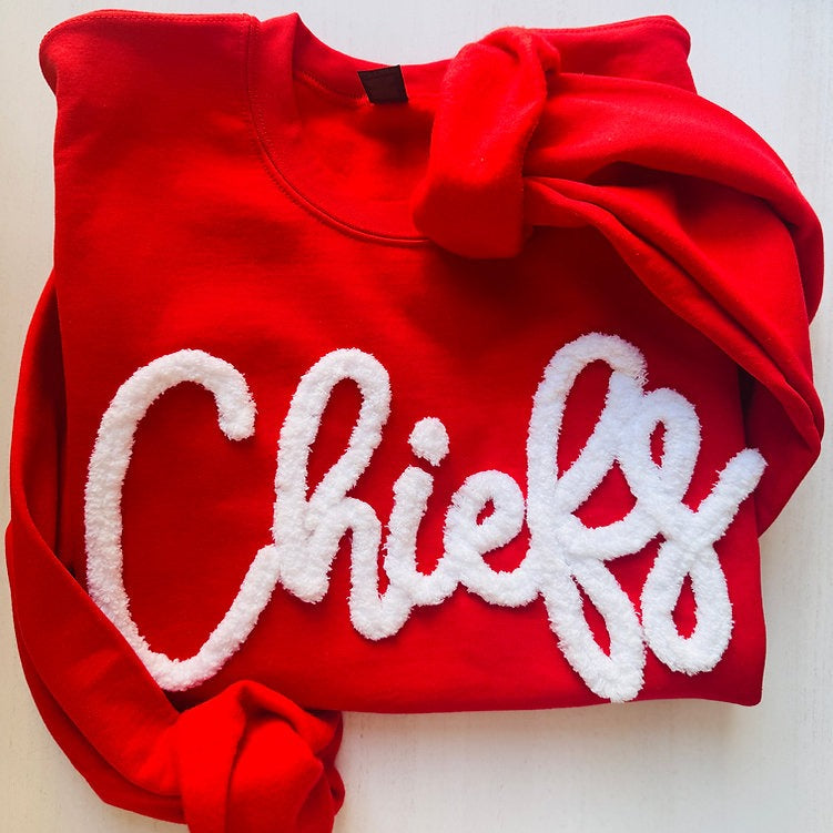 Custom Chiefs Chenille Yarn Embroidered Sweatshirt