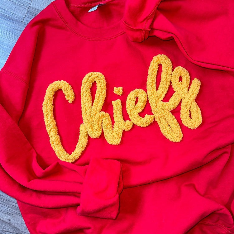 Custom Chiefs Chenille Yarn Embroidered Sweatshirt
