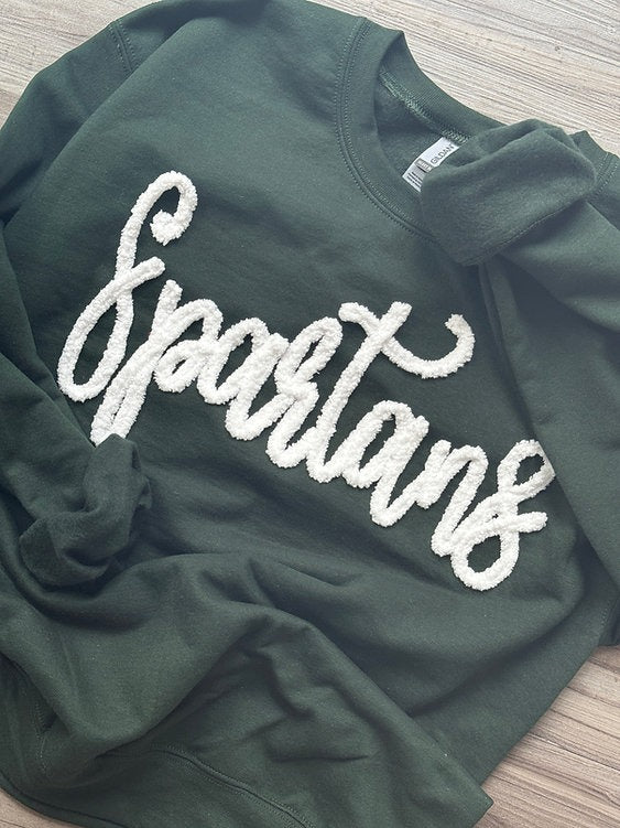 Custom Spartans Chenille Yarn Embroidered Sweatshirt