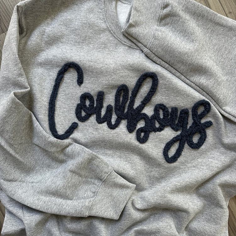 Custom Cowboys Chenille Yarn Embroidered Sweatshirt