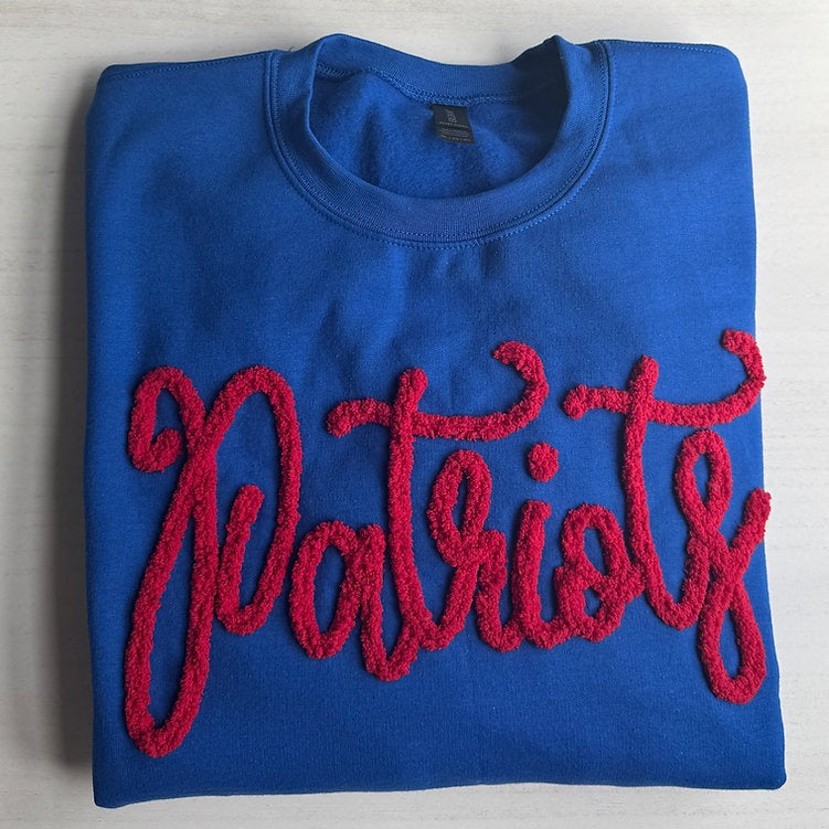 Custom Patriots Chenille Yarn Embroidered Sweatshirt