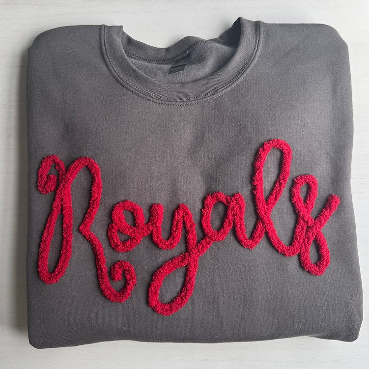 Custom Royals Chenille Yarn Embroidered Sweatshirt
