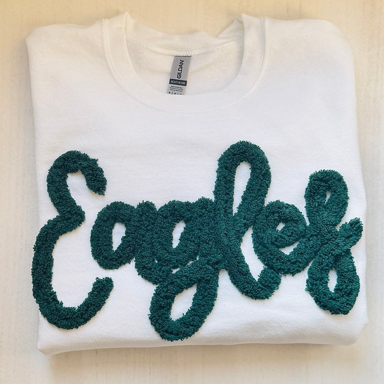 Custom Eagles Chenille Yarn Embroidered Sweatshirt