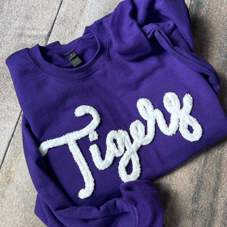 Custom Tigers Chenille Yarn Embroidered Sweatshirt
