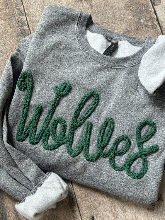 Custom Wolves Chenille Yarn Embroidered Sweatshirt