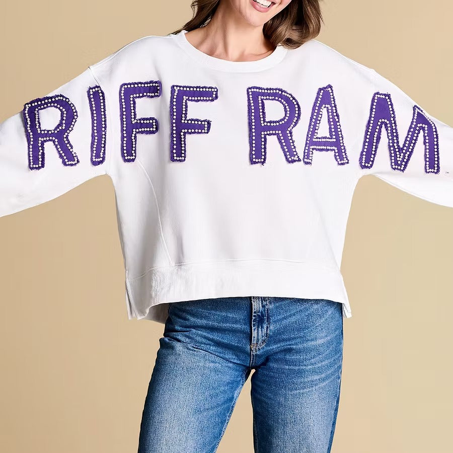 Custom All-Star Distressed Pullover | TCU Horned Frogs "Riff Ram" Spirit Sweatshirt