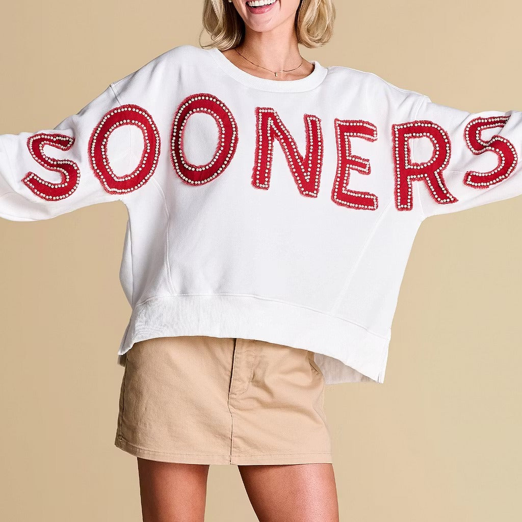 Custom All-Star Distressed Pullover | Oklahoma Sooners Game Day Sweatshirt