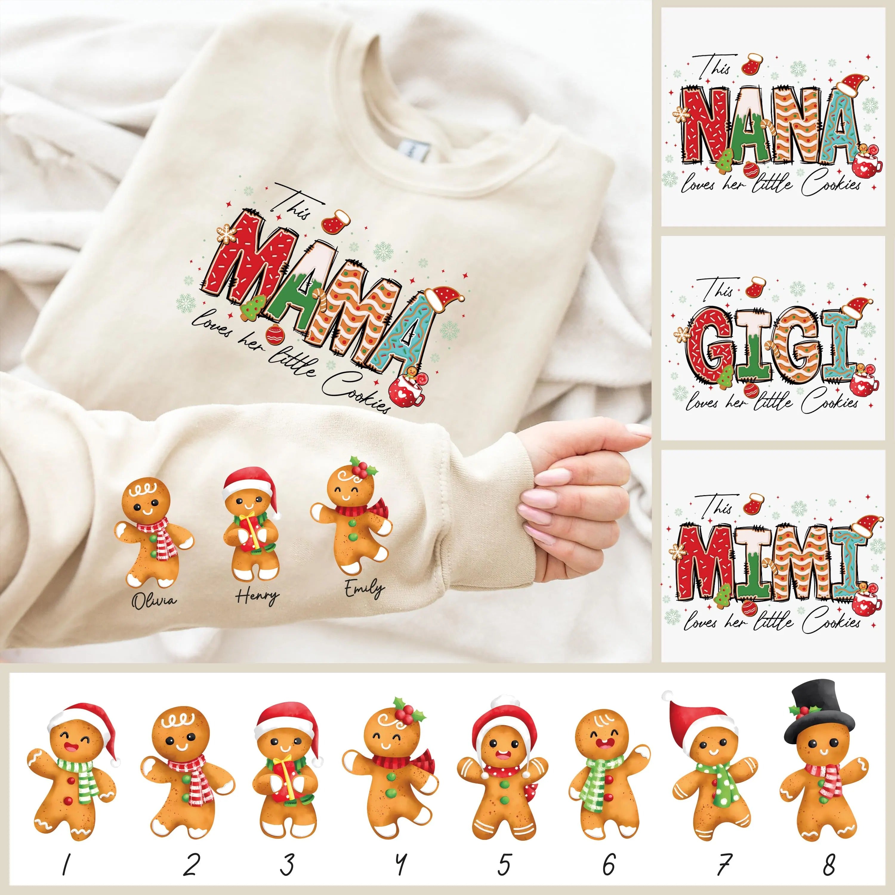This Mama Loves Her Cookies Sweatshirt | Custom Christmas Mama Nana Claus Gift Hoodie | Merry Christmas Mom Gifts