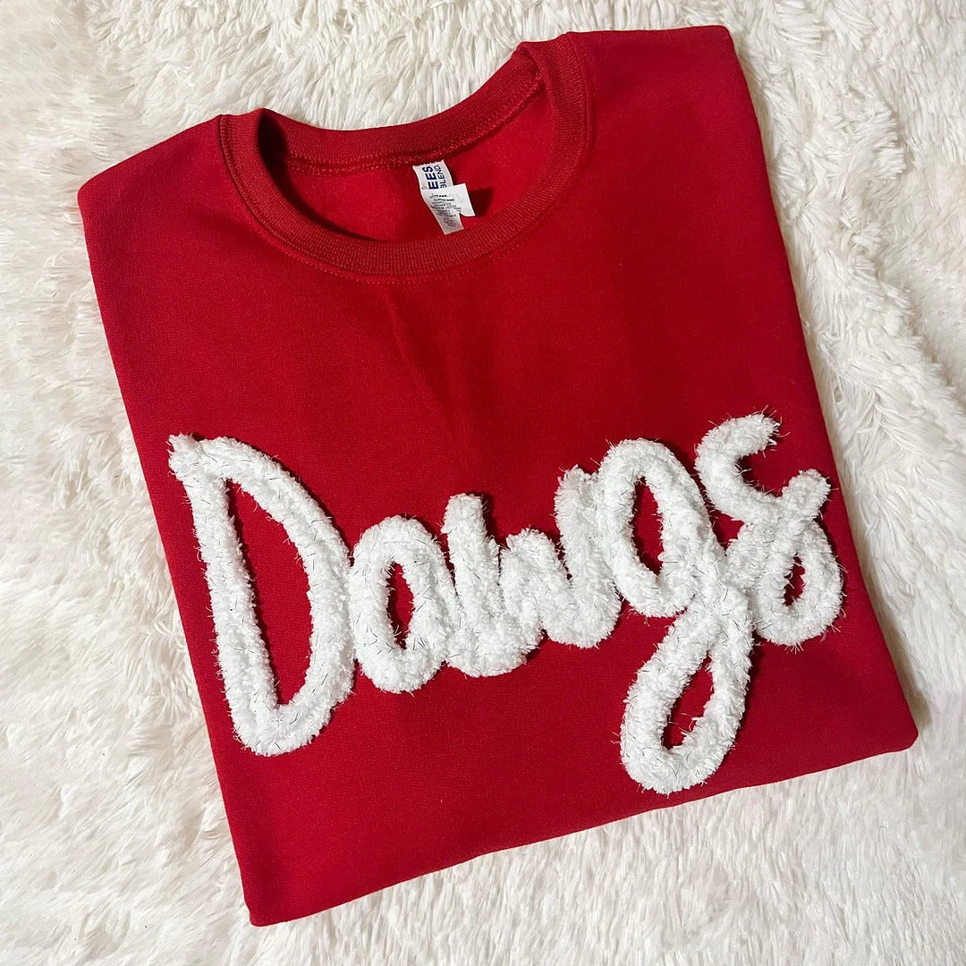Custom College Chenille Team Name Embroidered Sweatshirt