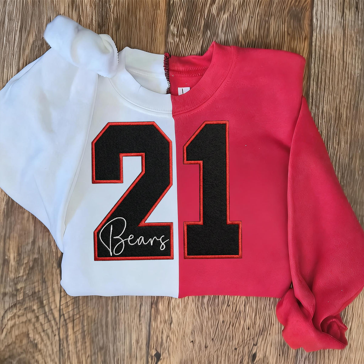Custom Team Number with Text Two Tone Sweatshirt– Personalized Numbers  Sweatshirt | Gifts for Sports