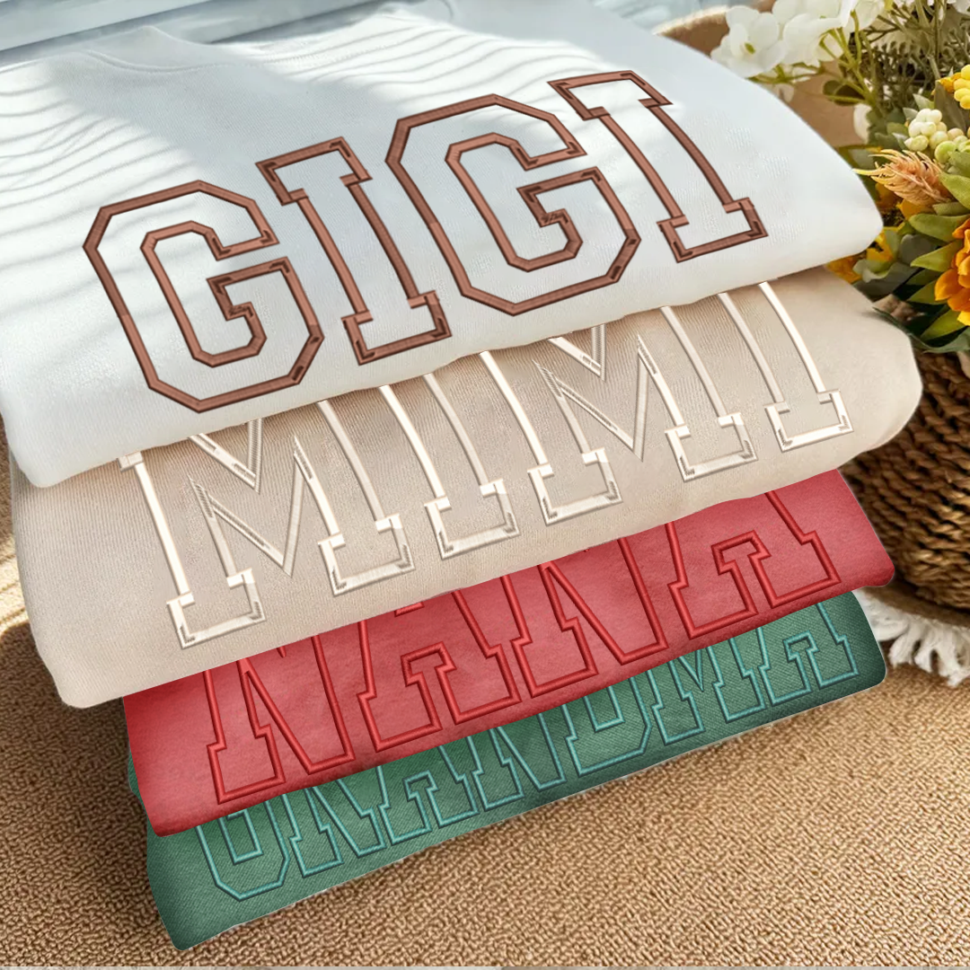Custom Embroidered Personalized Mama Nana Gigi Mimi and Grandkids Sweatshirt | Mother's Day Christmas Gifts for Mom