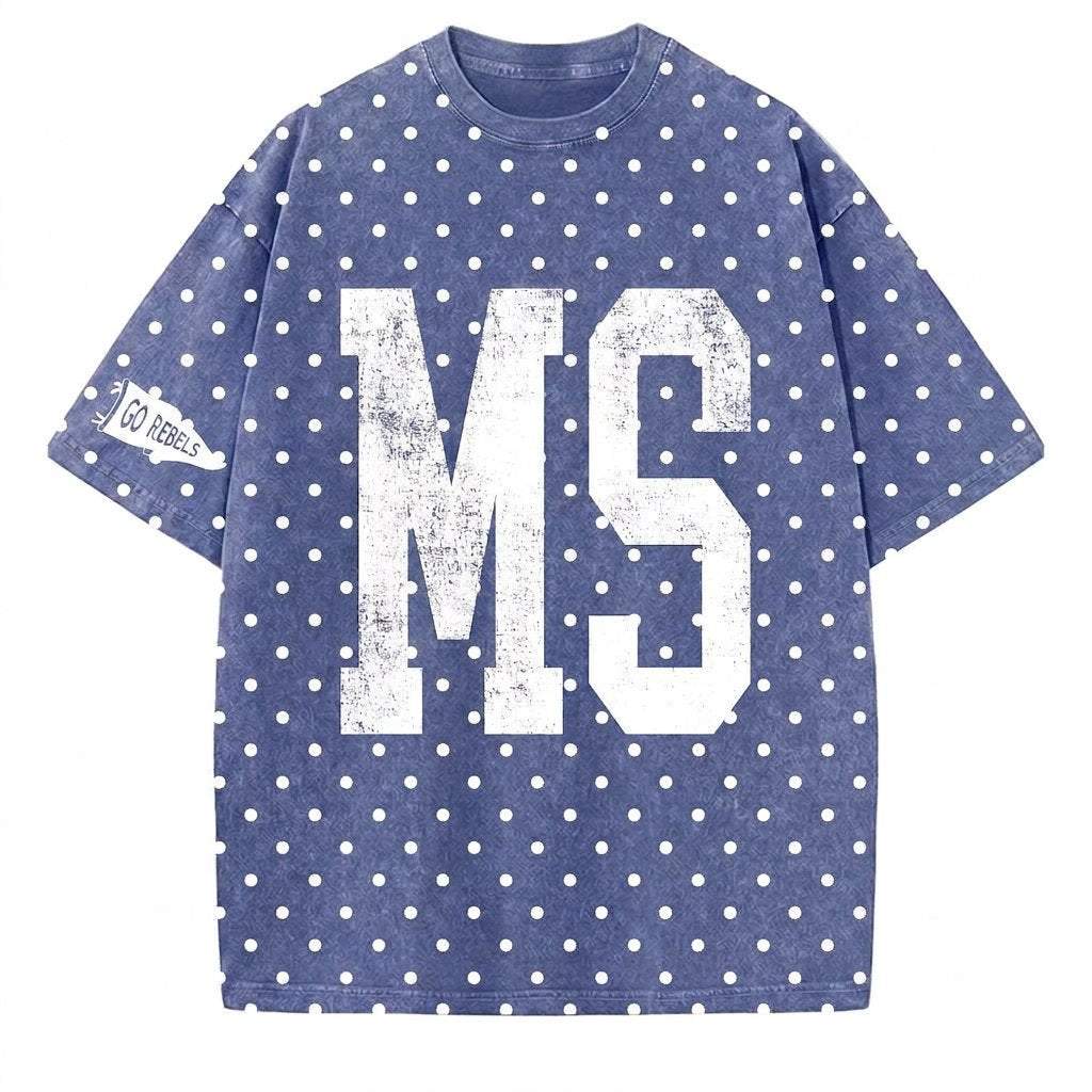 Mississippi - College Team Vintage Polka Dot Washed T-Shirt