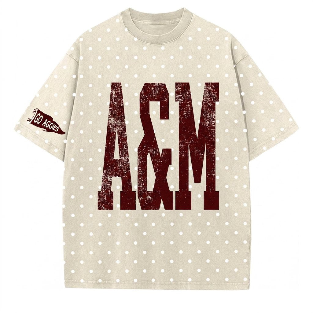 Texas A&M - College Team Vintage Polka Dot Washed T-Shirt
