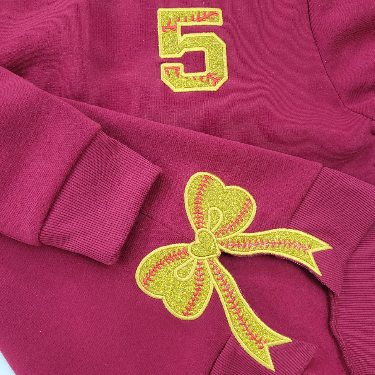 Custom Personalized Bundle Sport Side Bow Applique Embroidered Sweatshirt