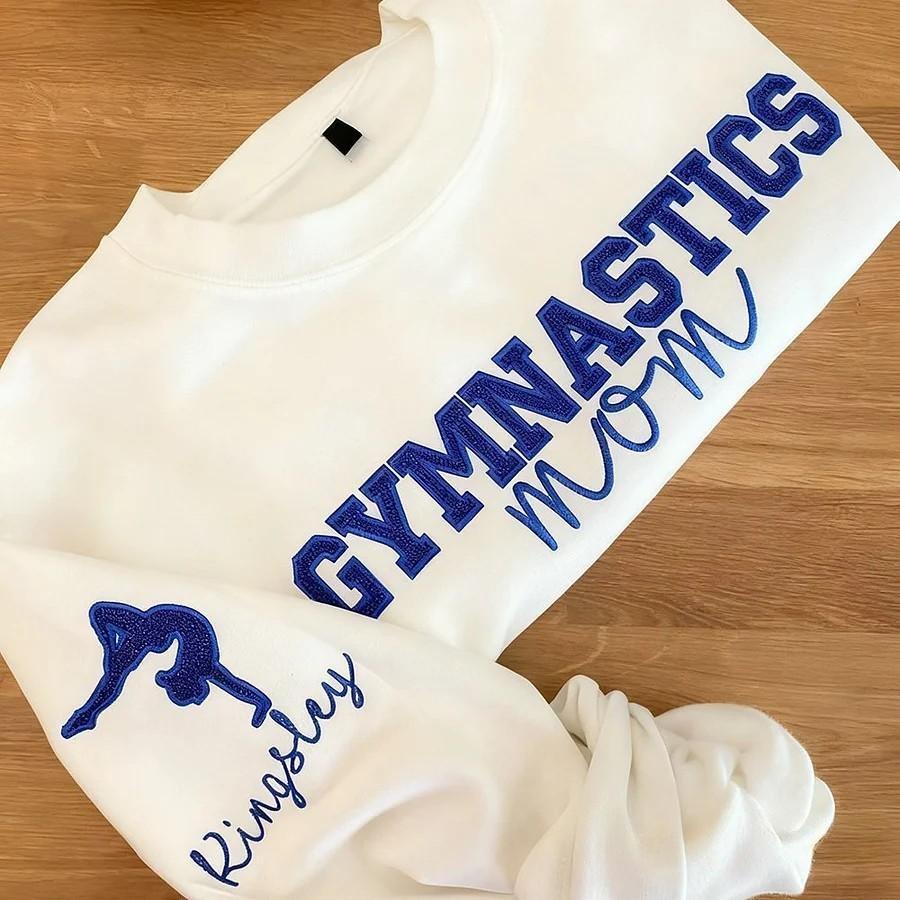 Personalized Embroidered Gymnastics Mom Sweatshirt Custom Gymnastic Crewneck