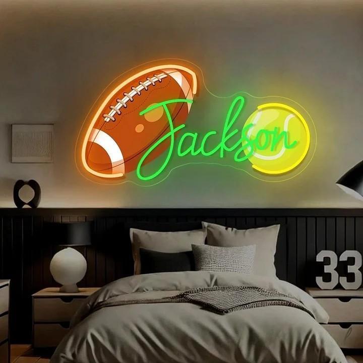 Sports Neon Light Personalized UV Printing Sports Ball  and Name Neon Sign