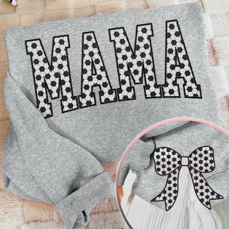 MAMA Soccer Coquette Side Bow Sweatshirt Retro Trendy Coquete Lover Sweater | Gifts for Sports Mom