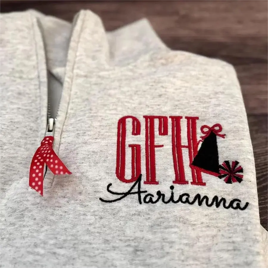 Embroidered Cheer Quarter Zip Pullover Personalized Cheerleading Gift | Gifts for Sports Mom
