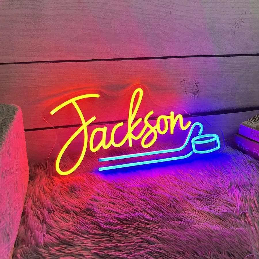 Custom Hockey Neon Sign Hockey Name Teens Boy's Bedroom Wall Decor