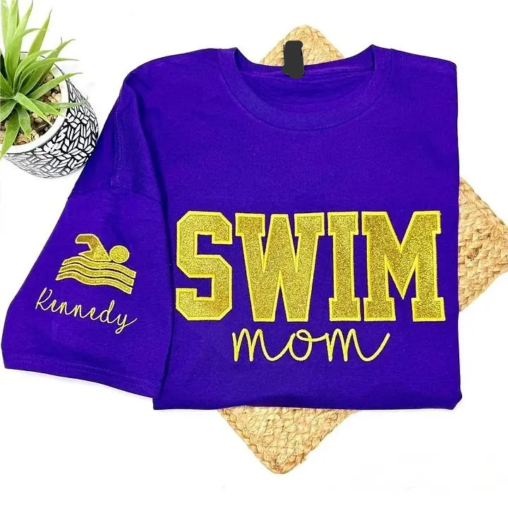 Personalized Embroidered Swim Mom T-shirt Sweatshirt or Hoodie Gift for Swim Mom
