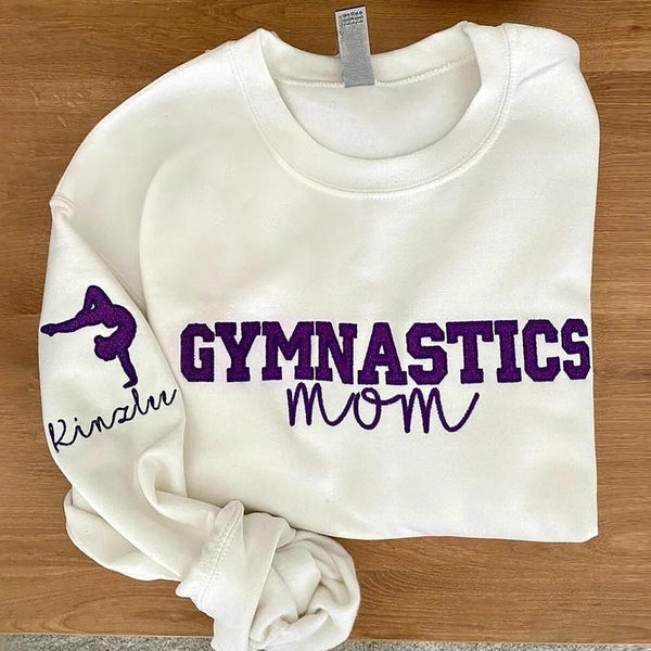 Personalized Embroidered Gymnastics Mom Sweatshirt Custom Gymnastic Crewneck